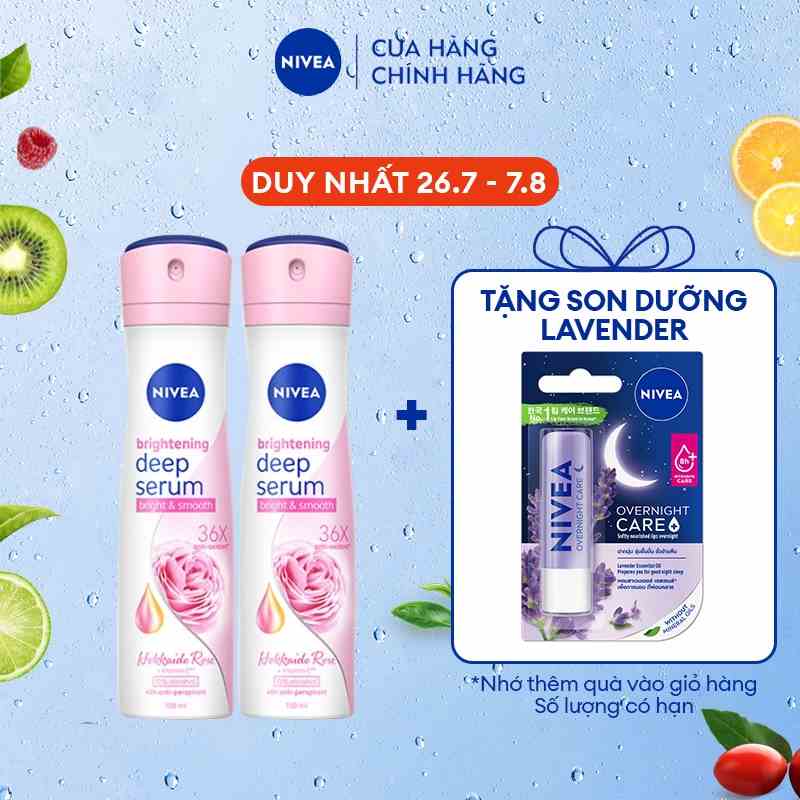 Bộ đôi xịt serum ngăn mùi dưỡng trắng NIVEA hương hoa hồng Hokkaido & Sakura (150ml)