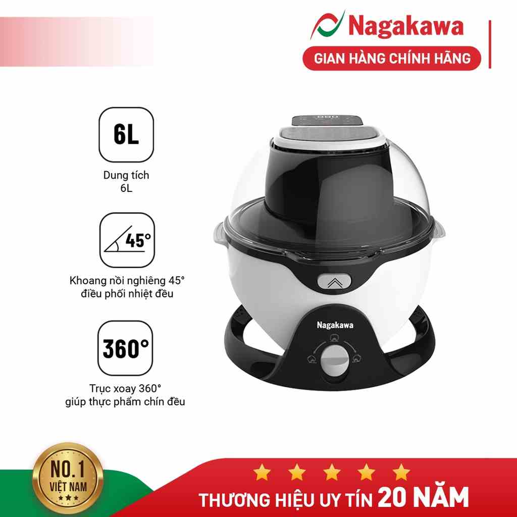 Nồi chiên không dầu 6L Nagakawa NAG3301 - Xoay 360 độ