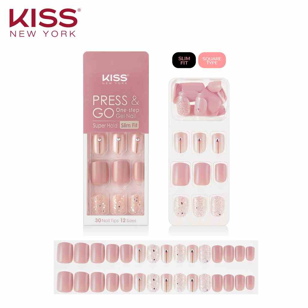 [Mã BMLTB35 giảm đến 35K đơn 99K] Bộ 30 Móng Tay Gel Tự Dán Press & Go Kiss New York Nail Box - Pink Romance (KPNS17K)