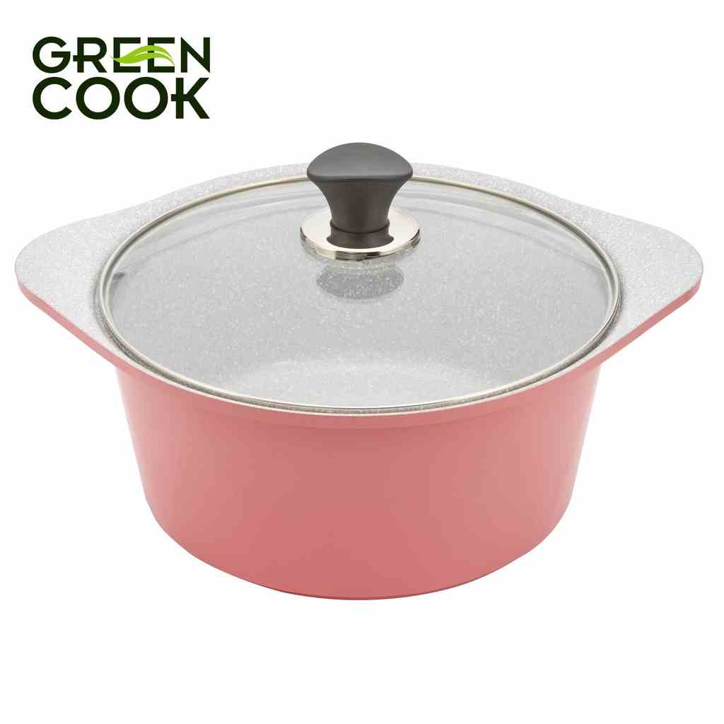 [Mã BMLTB35 giảm đến 35K đơn 99K] Nồi đúc ceramic vân đá đáy từ chống dính 20cm Green Cook GCS02-20IH