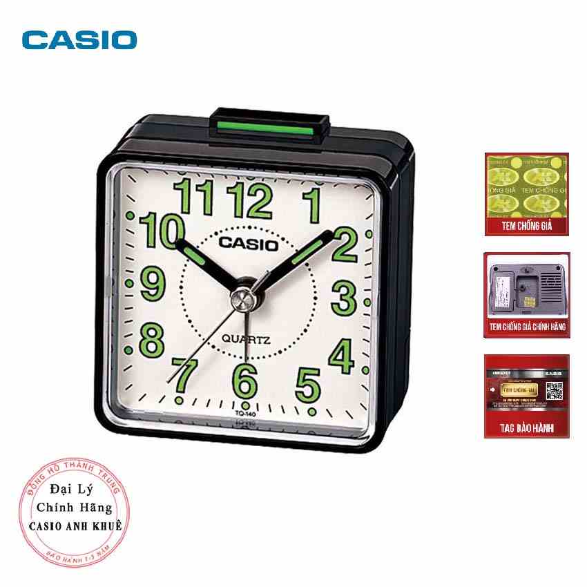 [Mã BMLTB200 giảm đến 100K đơn 499K] Đồng hồ để bàn - du lịch Casio TQ-140-1BDF có báo thức, dạ quang ( 5.7 x 5.7 cm)