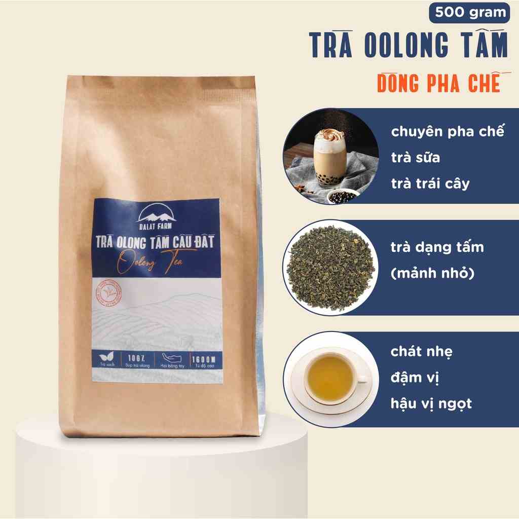 Trà Oolong Tấm Cầu Đất DalatFarm - Túi 500Gr - Pha Trà Sữa Chuyên Dụng