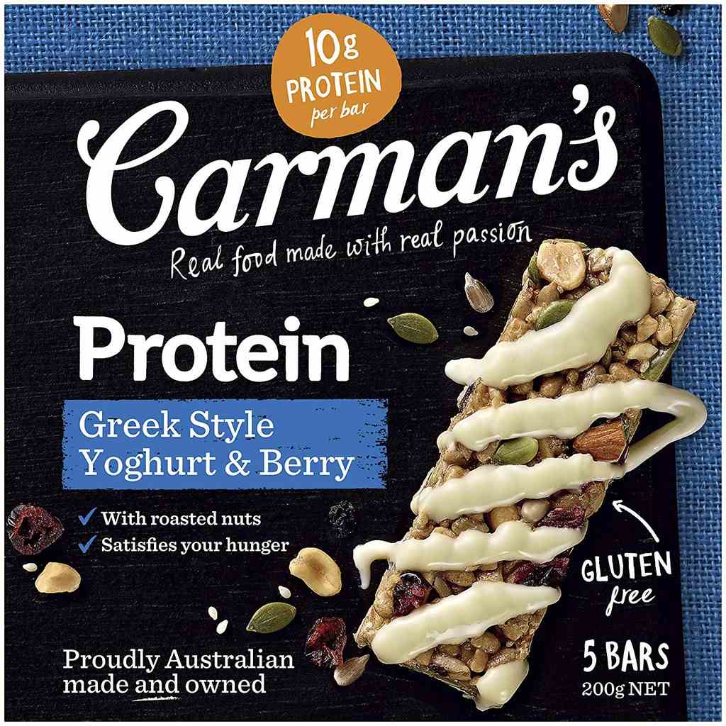 Thanh Giàu Đạm Carmans Protein Bar Greekstyle Yoghurt, Berry - Sữa Chua Hy Lạp, Quả Mọng - 200g