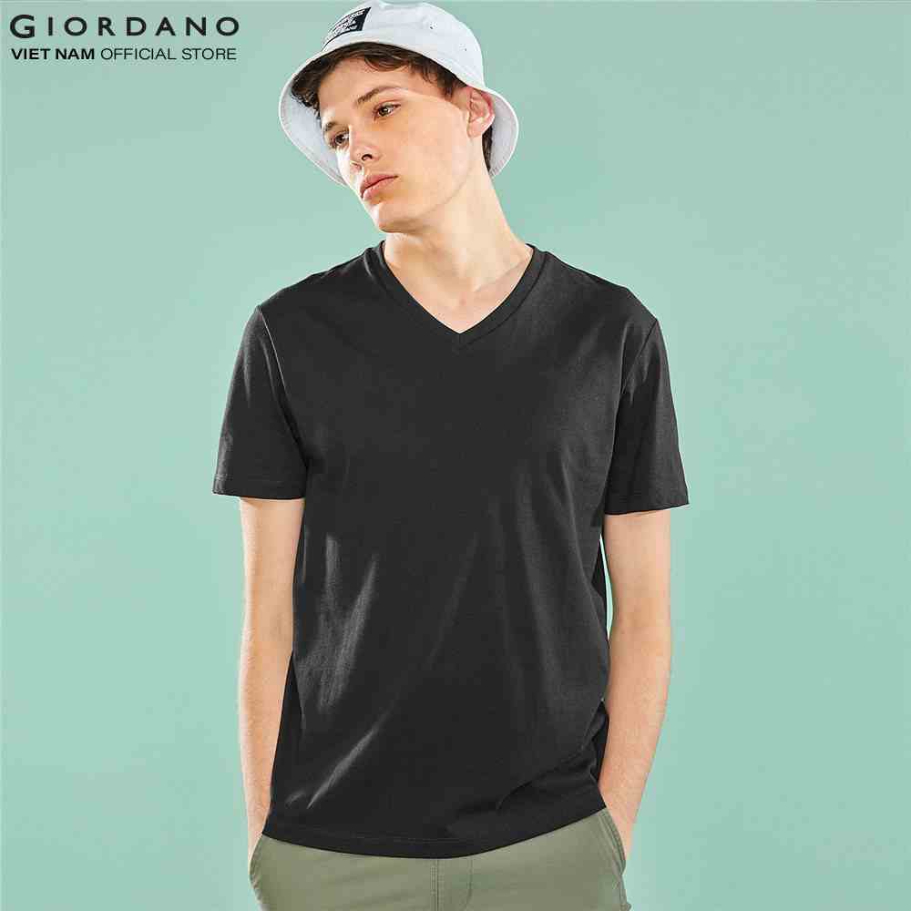 Áo Thun Nam Ngắn Tay Cổ Tim Solid V-neck Slim Tee Giordano 01029251