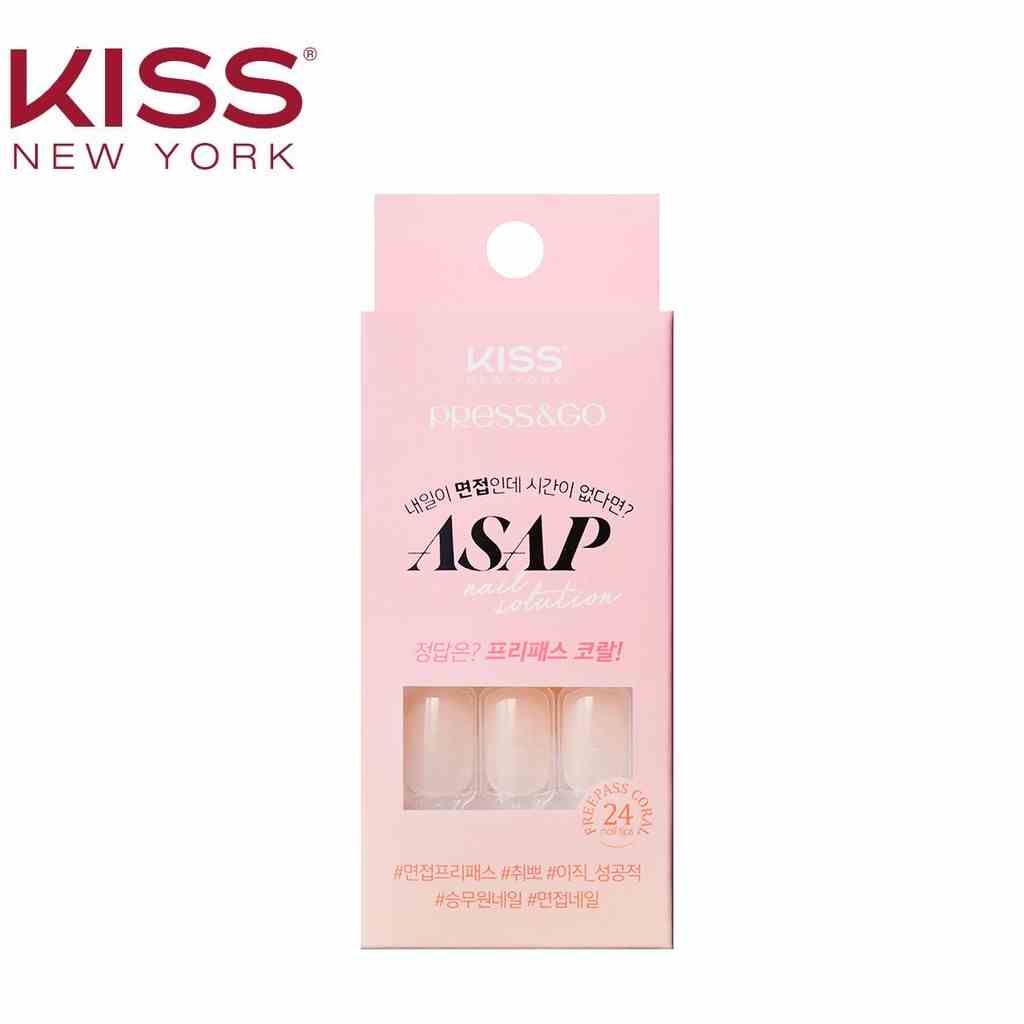 Bộ 24 Móng Tay Gel Tự Dán Press & Go Kiss New York Nail Box - Free Pass Coral (KKPA01KA)