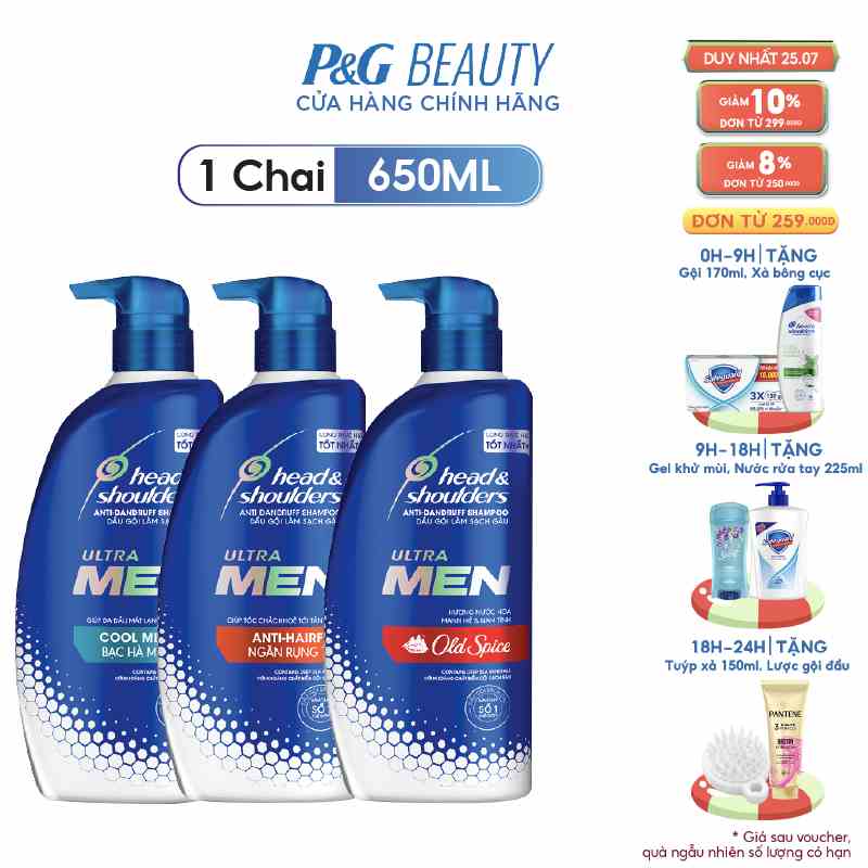 Dầu Gội Cho Nam Head Shoulders UltraMen 650ml/chai