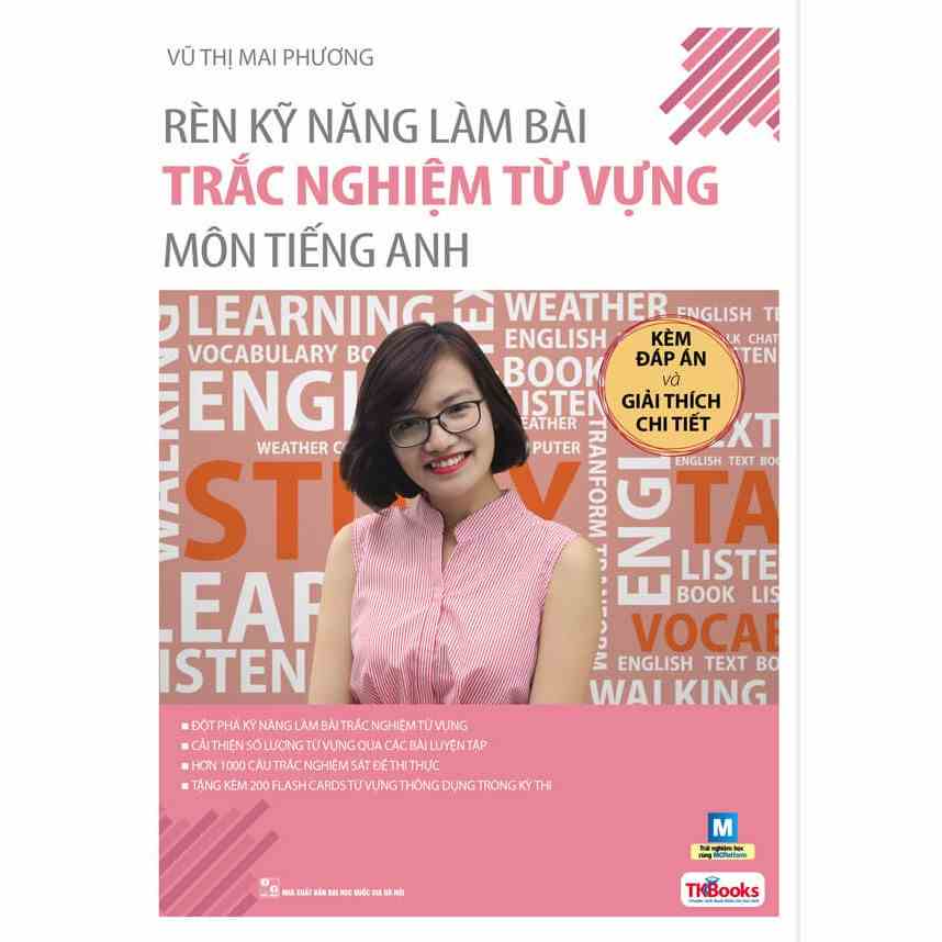 Sách Rèn kỹ năng làm bài trắc nghiệm từ vựng môn tiếng anh + tặng kèm bút hoạt hình