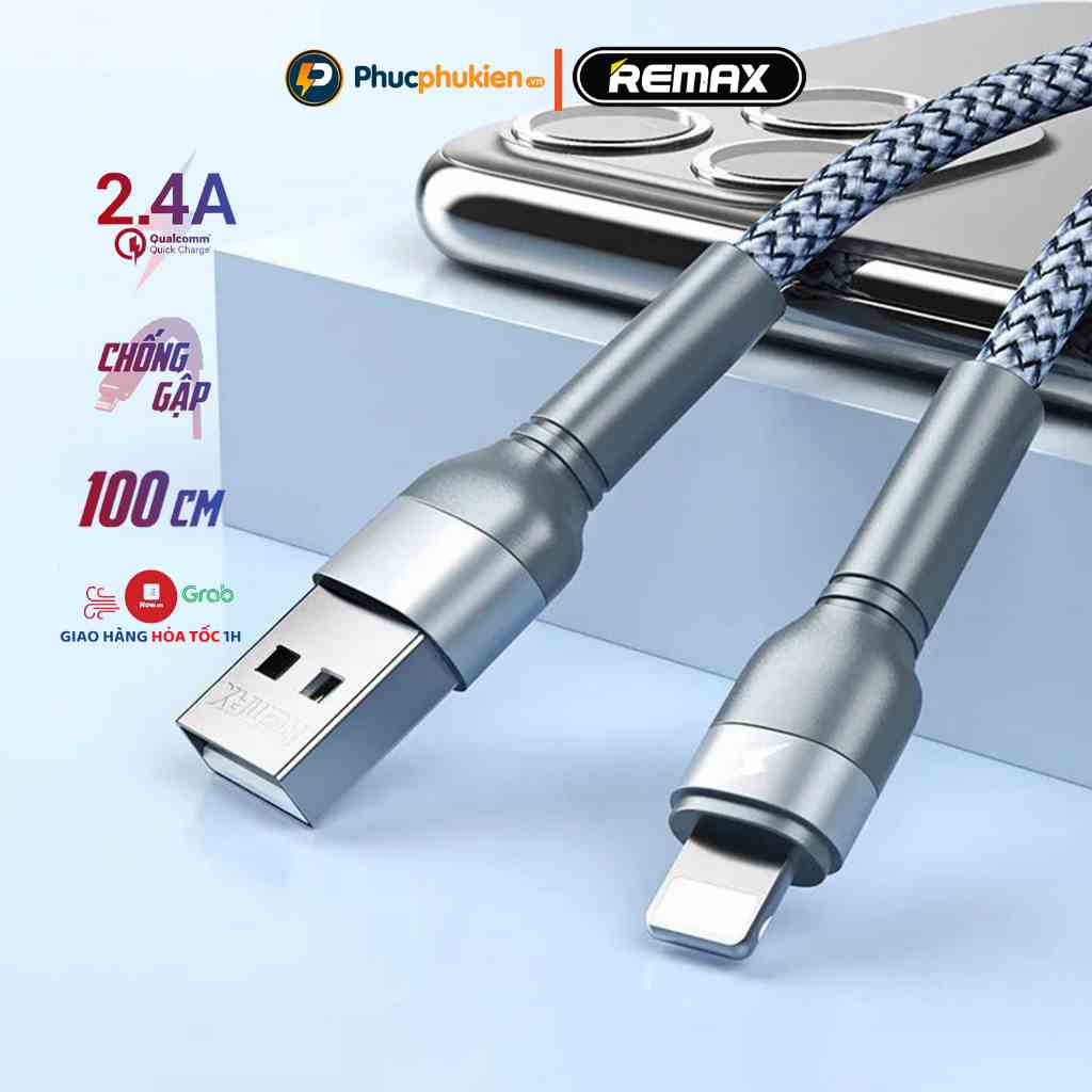 Dây sạc 2m chính hãng Remax 124i hỗ trợ sạc nhanh 12w cho 14 pro max trở xuống Phúc Phụ Kiện Bảo hành 12 tháng 1 đổi 1