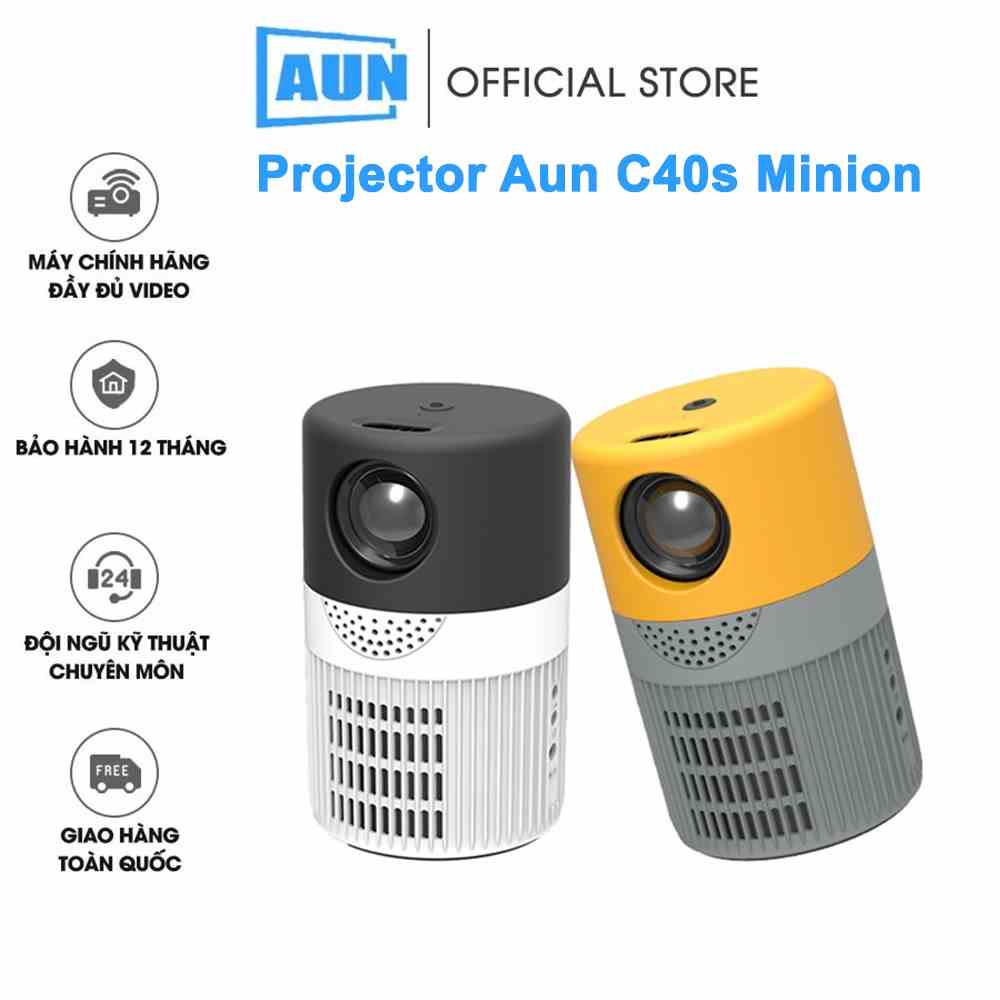 [Mã BMLTB35 giảm đến 35K đơn 99K] Máy chiếu mini AUN C40s hỗ trợ video HD và kết nối với điện thoại, laptop, máy tính