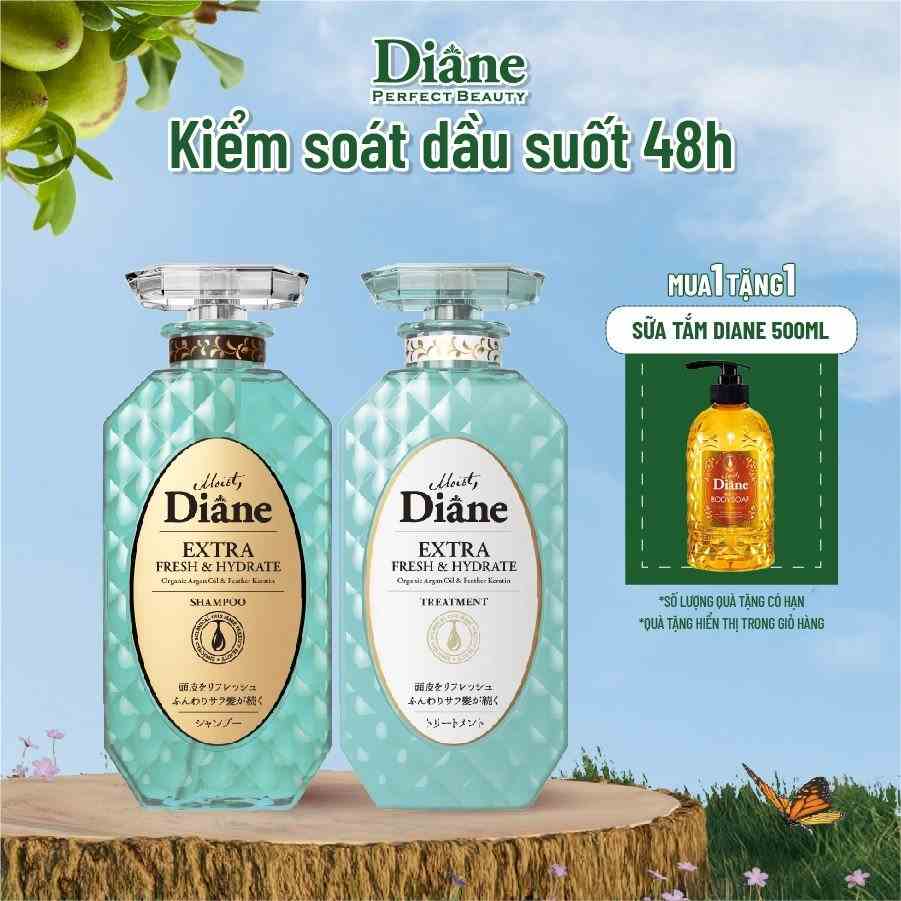 [Mã BMLTB35 giảm đến 35K đơn 99K] Cặp gội xả kiềm dầu Moist Diane Extra Fresh & Hydrate 450mlx2