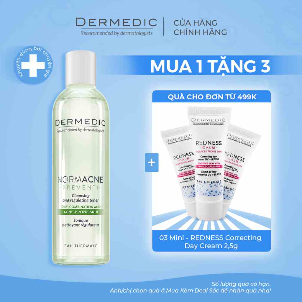 [Mã BMLTB35 giảm đến 35K đơn 99K] Toner làm dịu cho da dầu mụn Dermedic Normacne Cleansing And Regulating Skin 200ml