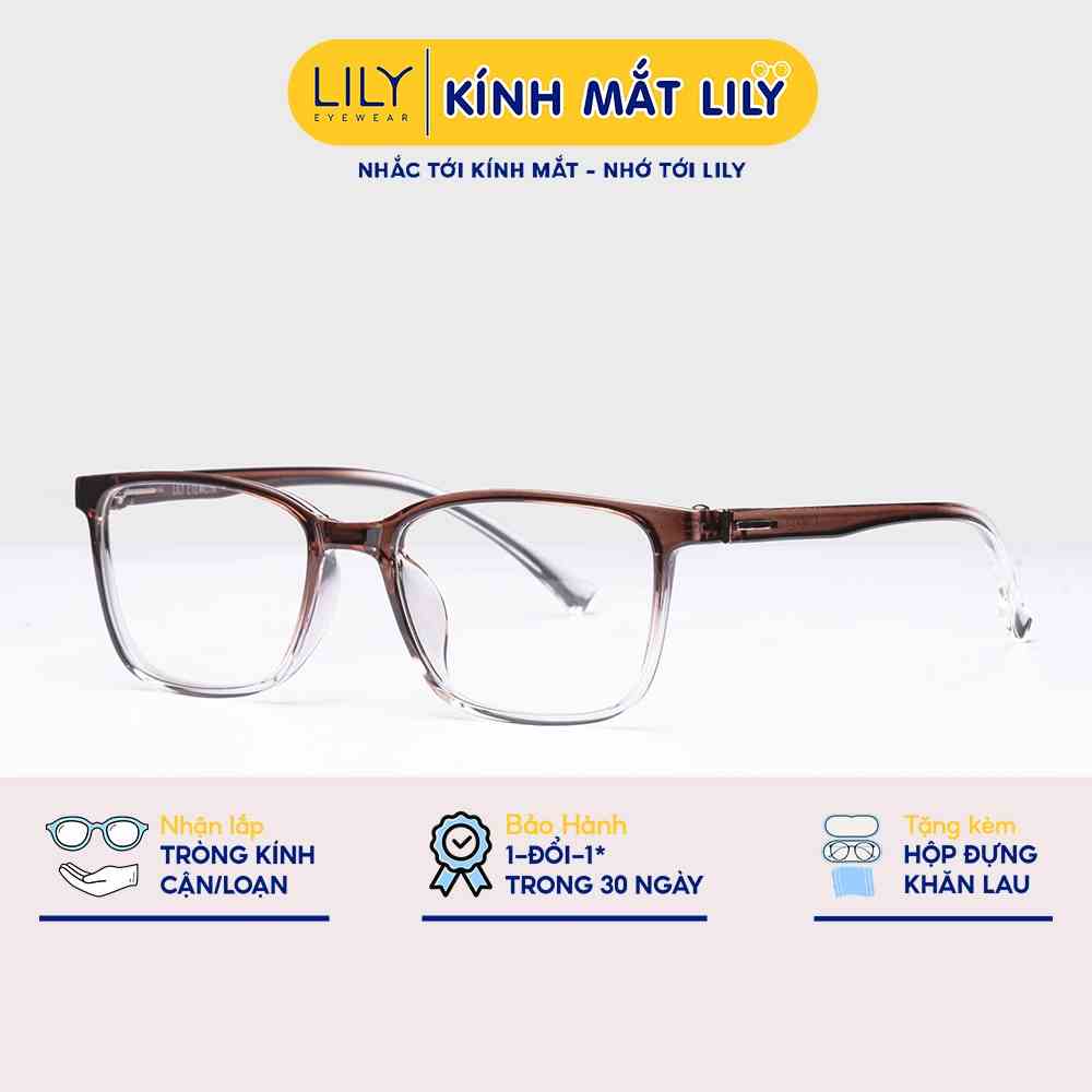 Gọng kính Nam Nữ Lilyeyewear mắt Vuông nhựa cứng cáp đeo Giả cận màu sắc Thời trang C0002