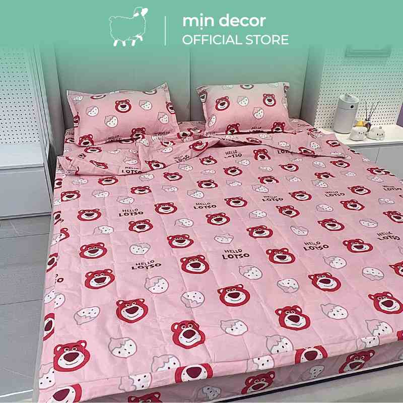 [Mã BMLTA35 giảm đến 35K đơn 99K] Bộ chăn ga gối cotton 3D MỊN DECOR kèm CHĂN TRẦN hè mềm mại thoáng mát