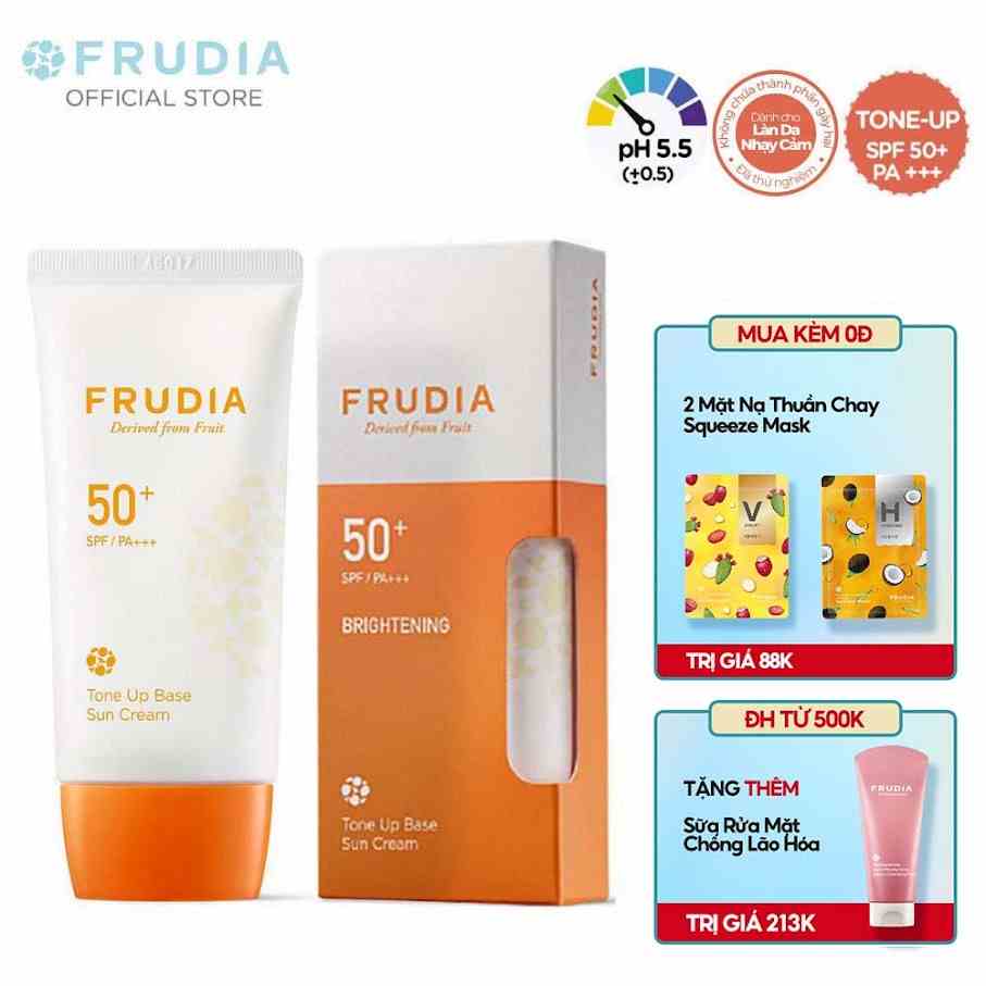 [Tặng 88K] Kem Chống Nắng Làm Trắng Sáng Da Frudia Tone-Up Base Sun Cream 50+ SPF/PA+++ 50g