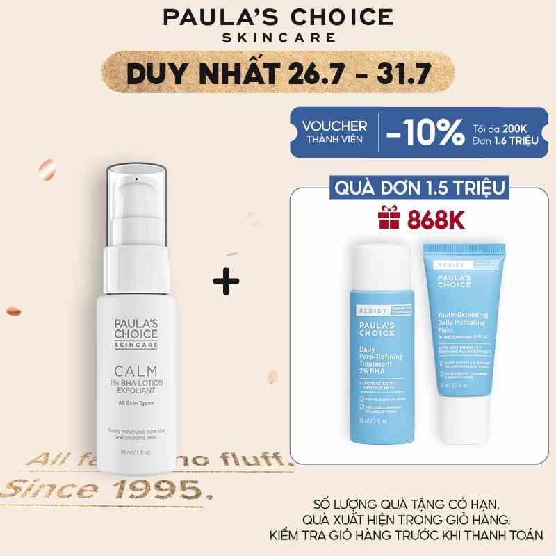 Lotion tẩy da chết dịu nhẹ cho da nhạy cảm Paulas Choice 1% BHA Exfoliant 30ml 9107