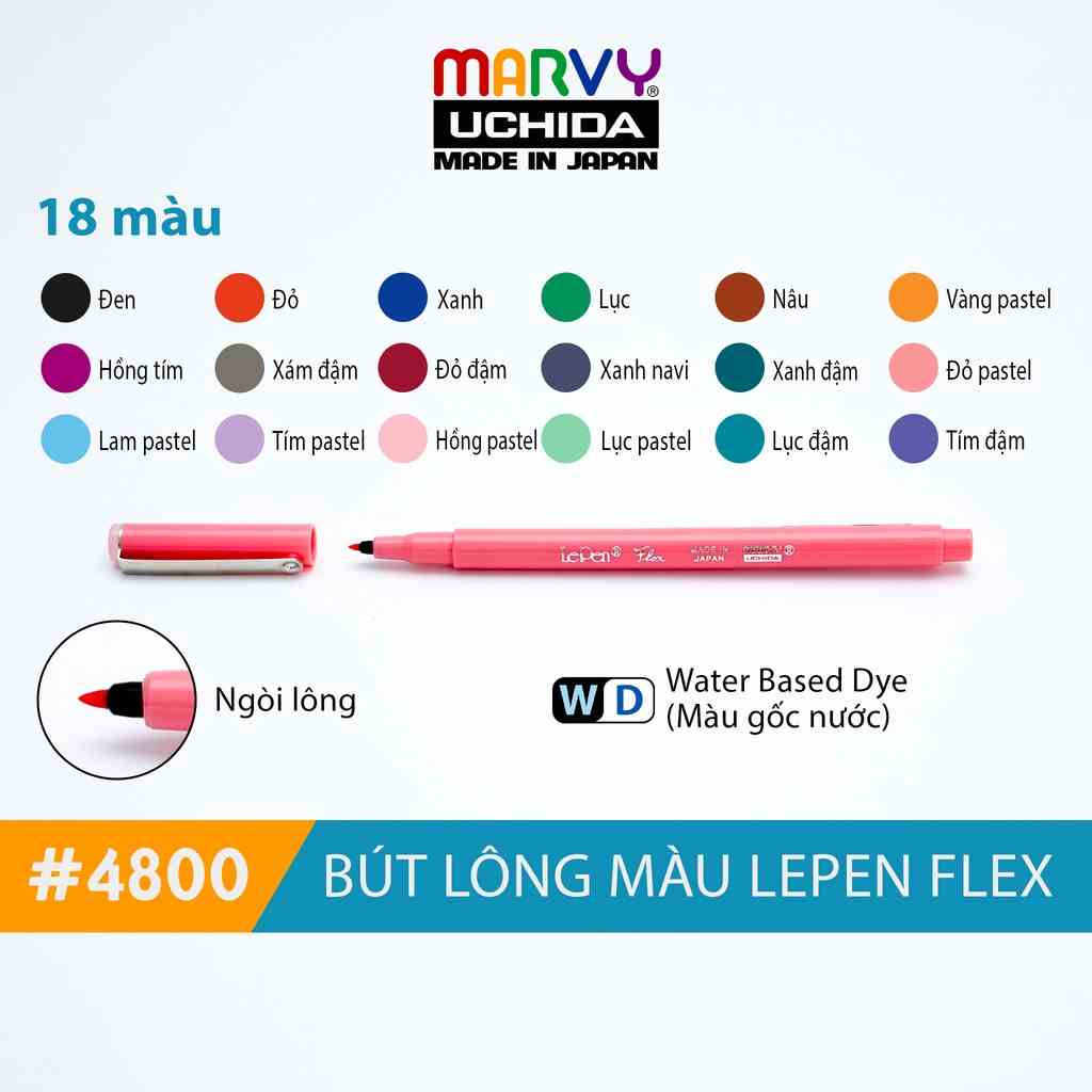 [Mã BMLTB35 giảm đến 35K đơn 99K] Bút lông đầu cọ linh hoạt Le Pen Flex Marvy Uchida 4800