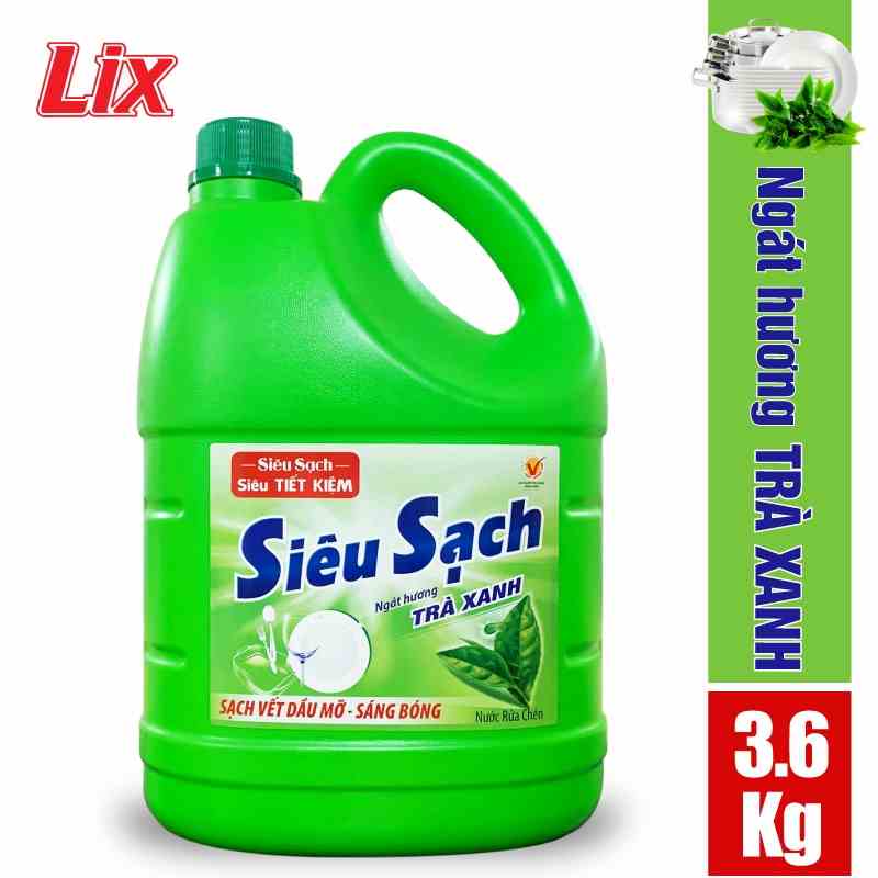 [Mã BMLTA35 giảm đến 35K đơn 99K] Nước rửa chén LIX siêu sạch hương trà xanh 3.6kg N8105