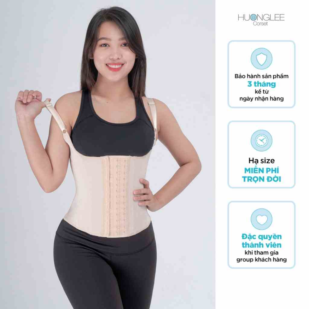 [HUONGLEE Corset] Đai Gen Nịt Bụng Giảm Eo Latex Active Flex Carla Vest 13 xương thép 25cm