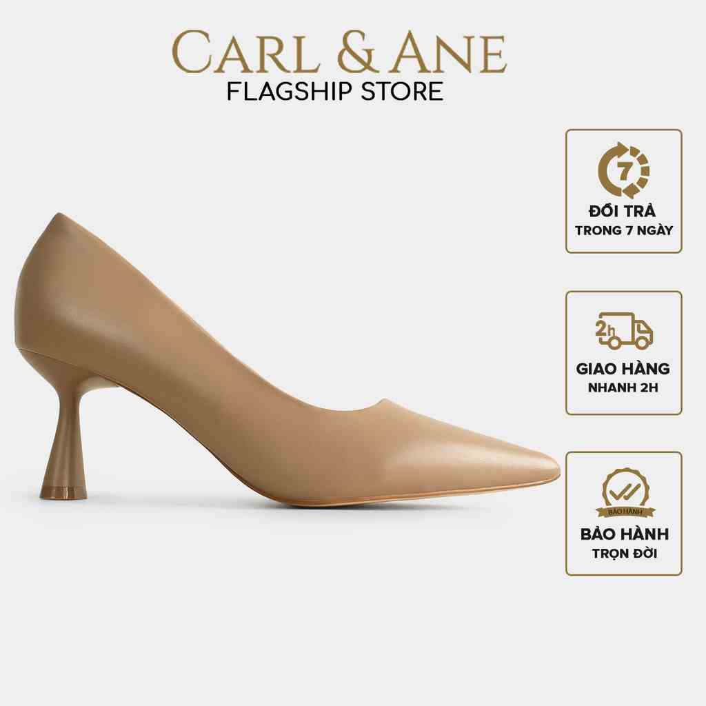 Carl & Ane - Giày cao gót bít mũi thời trang công sở gót nhọn cao 7cm màu cà phê - CP014