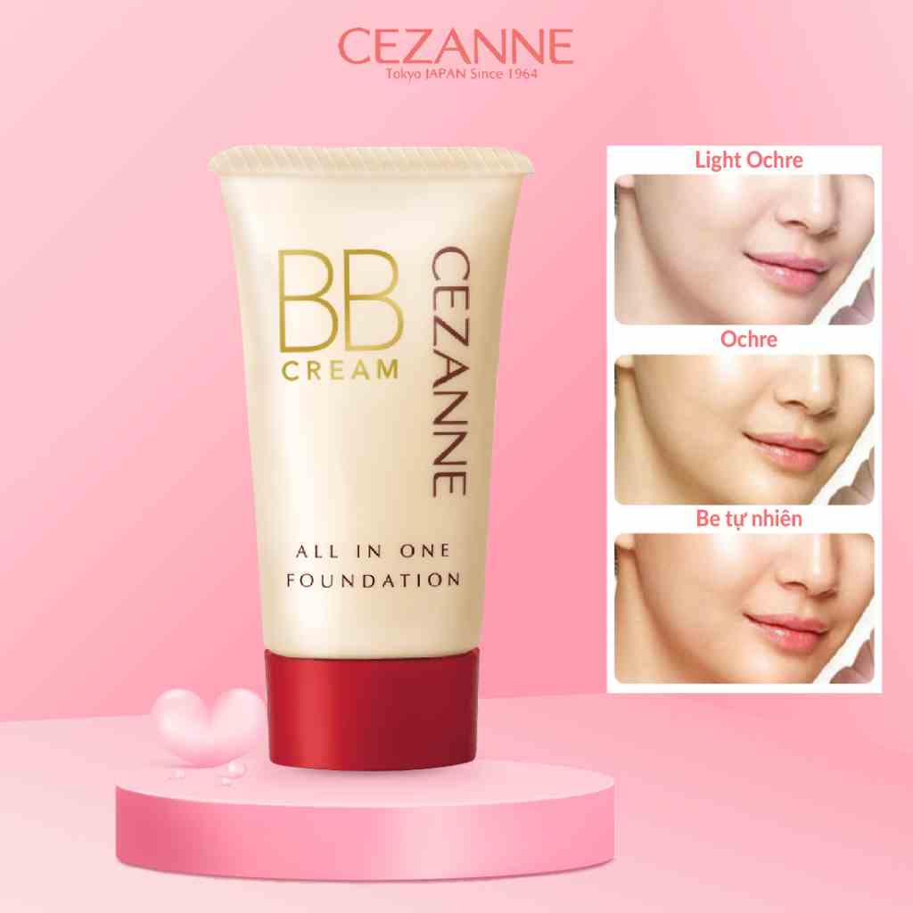 [Mã BMLTB200 giảm đến 100K đơn 499K] Kem nền che khuyết điểm Cezanne BB Cream All In One Nhật Bản SPF 23 PA++ 40g