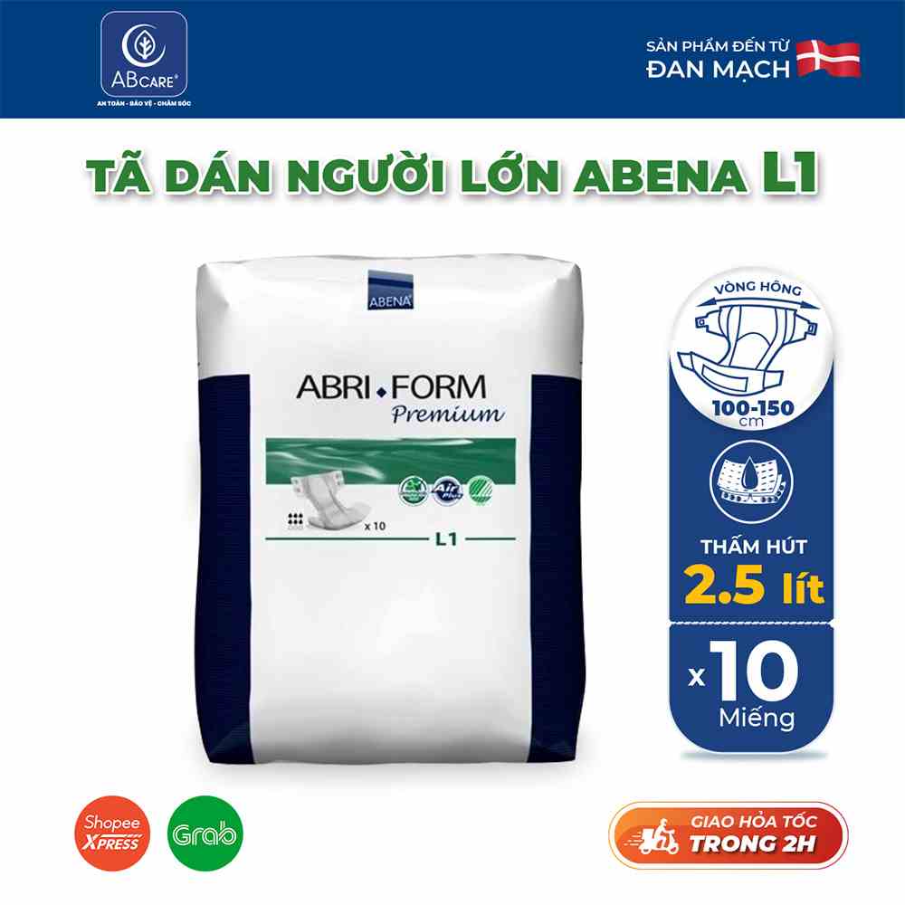 Tã dán người lớn Abena Form Premium L1 - Nhập khẩu từ Đan Mạch (Gói 10 miếng)