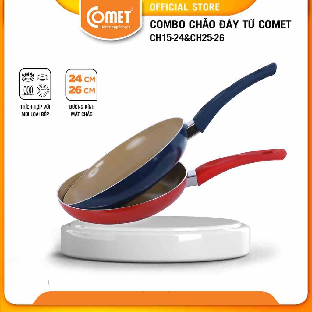 [LIFEMC11M2ADP -12% đơn 250K] Combo chảo đáy từ COMET CH15-24&CH25-26