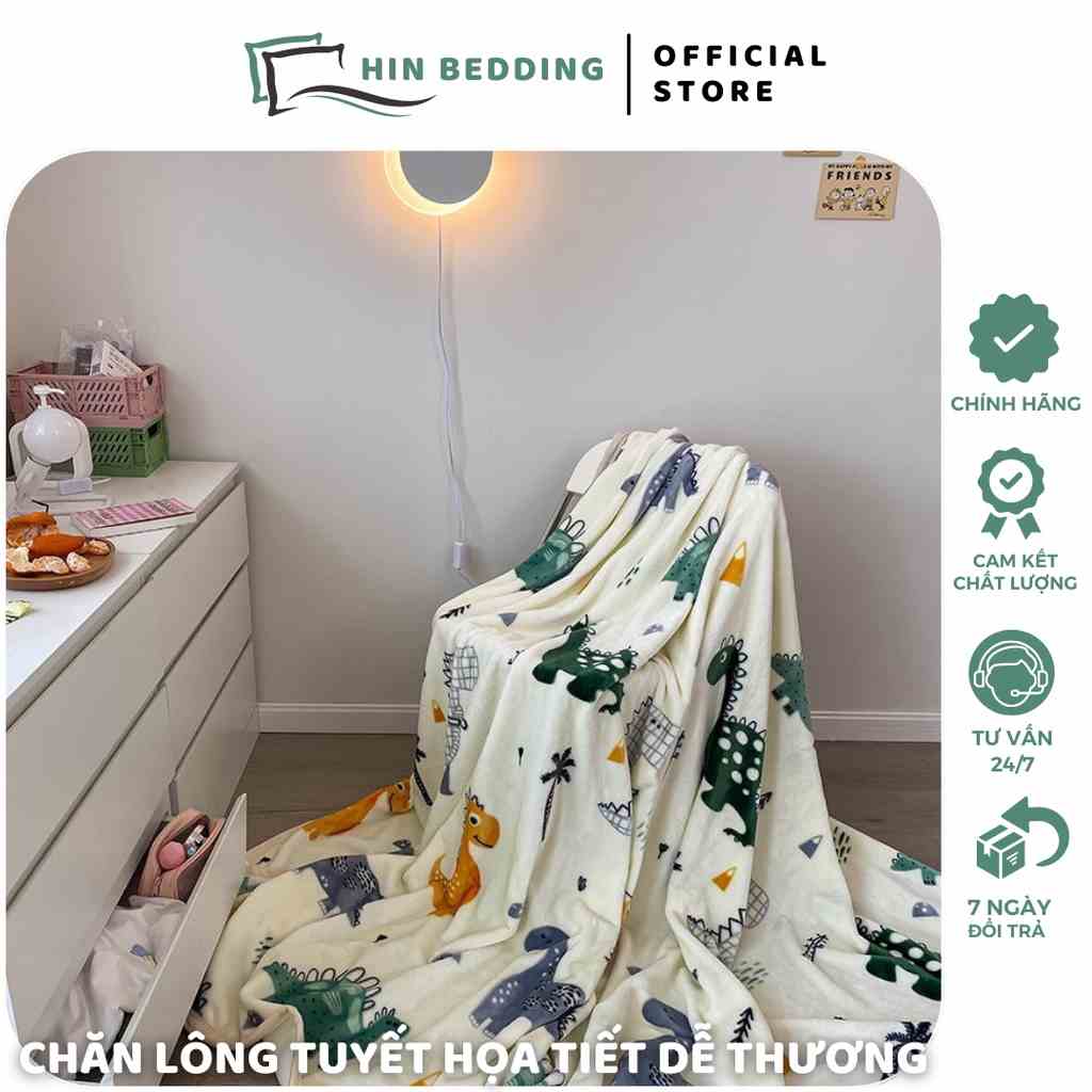 Chăn Lông Tuyết Sữa HIN BEDDING Mềm Mịn Kích Thước 2mx2m3 Nặng 1,4kg Họa Tiết In Sắc Nét Cao Cấp