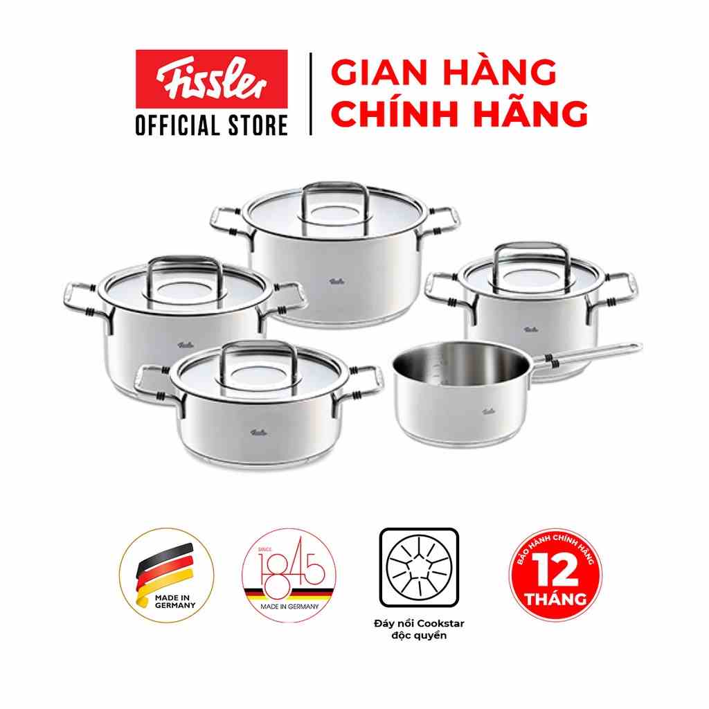 Bộ nồi inox Đức cao cấp Fissler Bonn 5 món hàng chính hãng 100% sản xuất tại Đức, an toàn cho sức khỏe, bền, đẹp