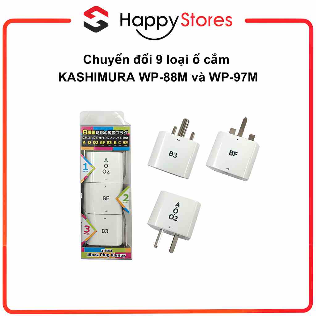 [Mã BMLTA35 giảm đến 35K đơn 99K] Bộ Chuyển Đổi 9 Loại Ổ Cắm Kashimura WP-97M, WP-88M Màu Trắng, Đen Chính Hãng