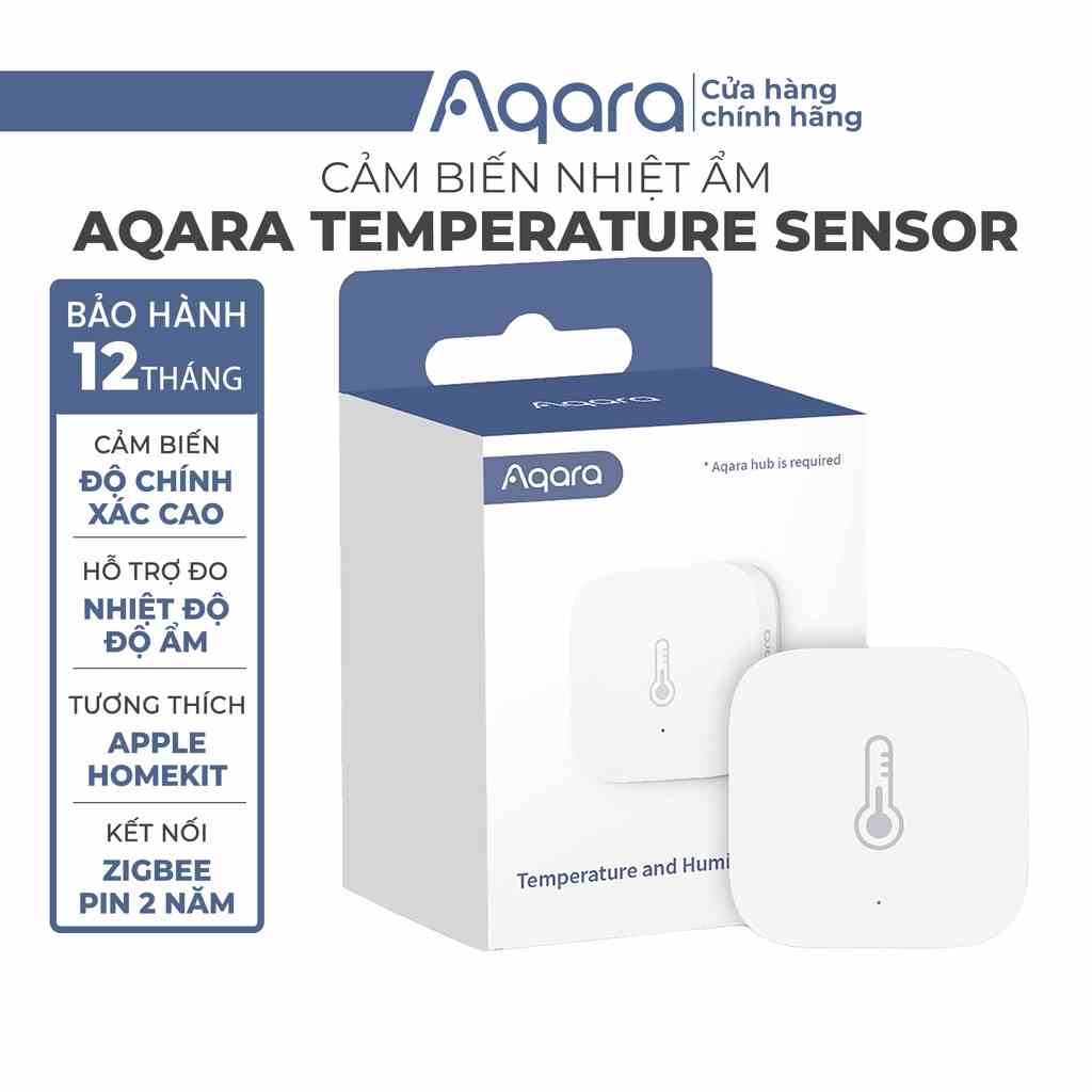 Cảm biến Nhiệt độ Độ ẩm Aqara Temperature and Humidity Sensor WSDCGQ11LM - Tương thích HomeKit, Cần trang bị Hub