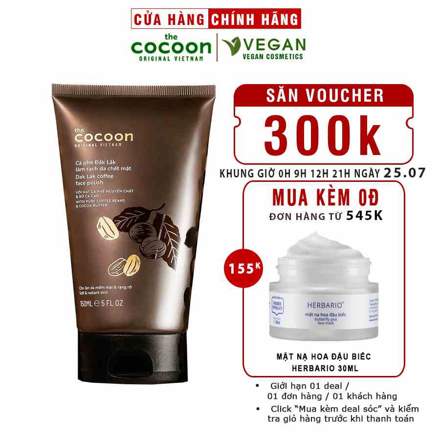 Cà phê Đắk Lắk làm sạch da chết mặt cocoon 150ml (Dak Lak coffee face polish)