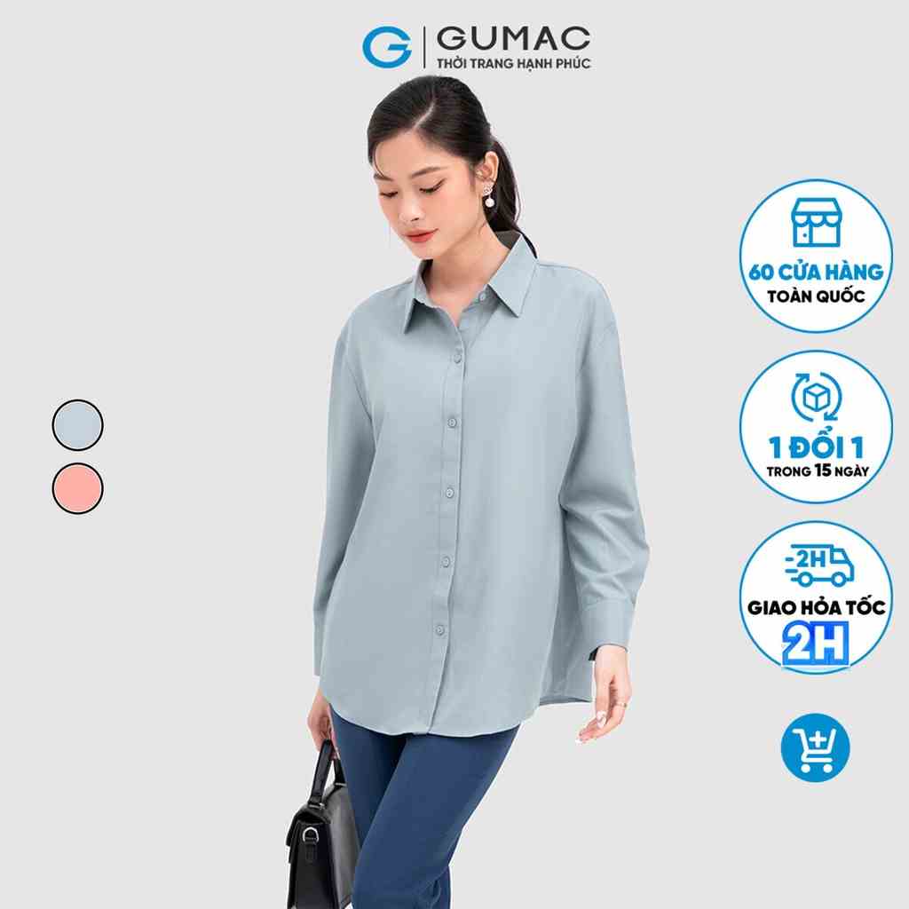 Áo sơ mi nữ tay dài oversize nhiều màu GUMAC AC11012