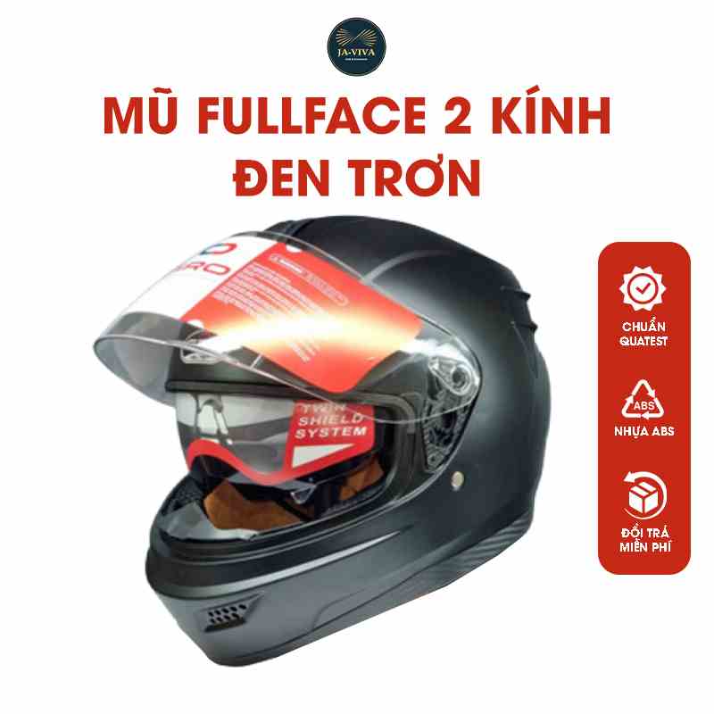 Mũ bảo hiểm có cằm GRO HELMET ST26 2 kính sơn đen trơn nhám dành cho nam, size 56-59cm