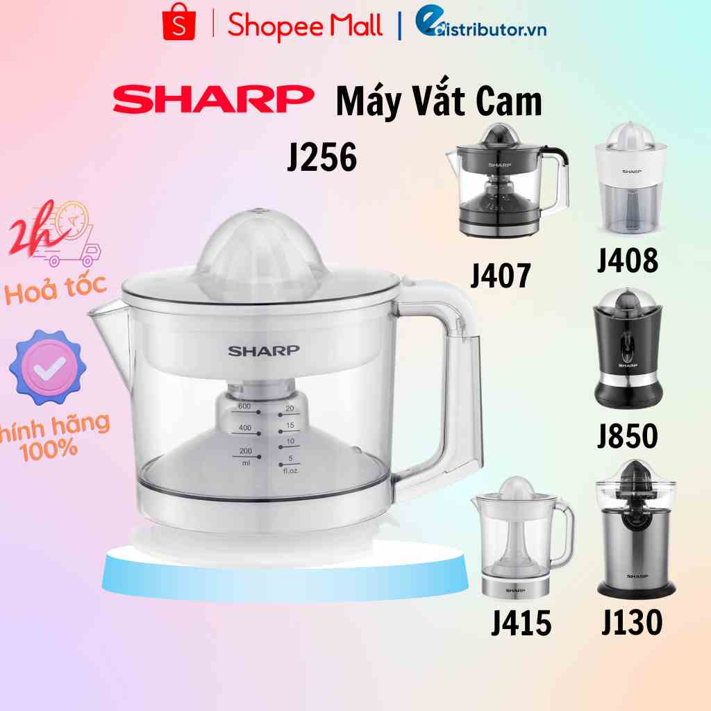 Máy Vắt Cam SHARP EJ-J256-WH/J407-BK/J408/J415-WH/J130-ST/J850-BK - Hàng Chính Hãng