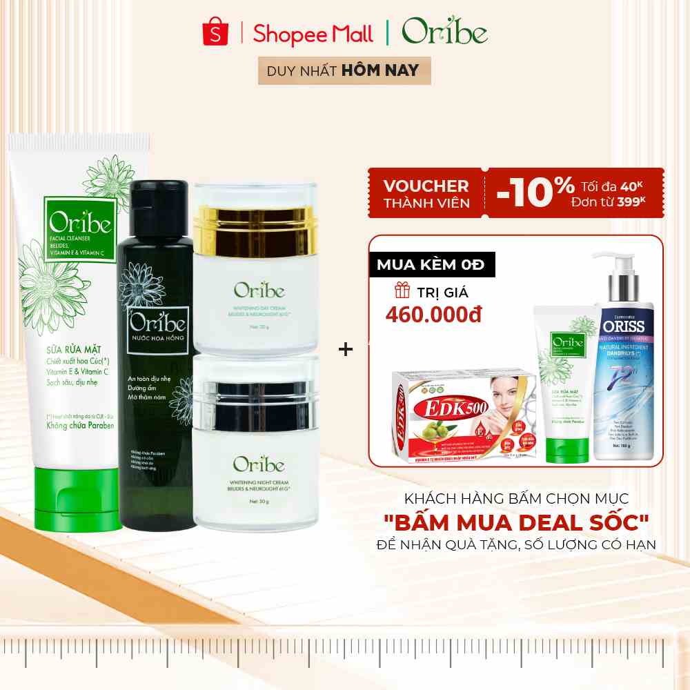 [VOUCHER 50K ĐƠN 0Đ] Bộ Kem Dưỡng Trắng Da Làm Mờ Nám Ngày Đêm Oribe