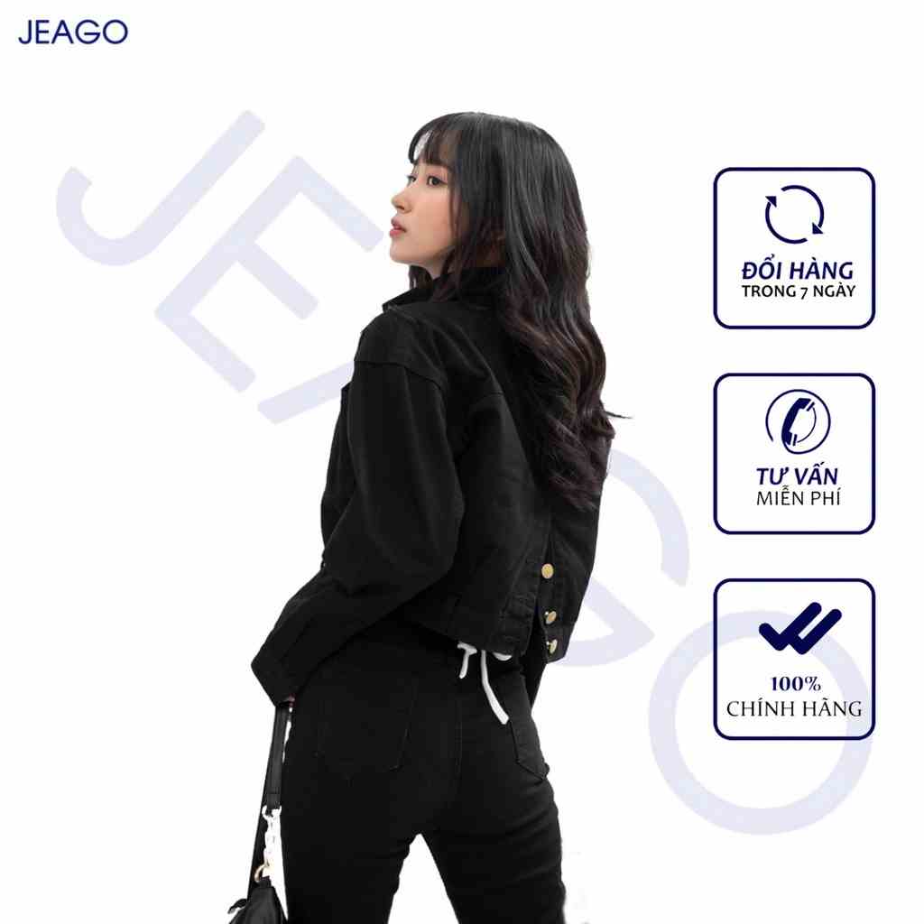 Áo Khoác Kaki Jean Nút Sau Dành Cho Nữ - ĐEN JEAGO_M06