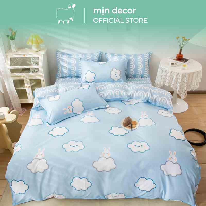 [Mã BMLTA35 giảm đến 35K đơn 99K] Bộ chăn ga gối MỊN DECOR cotton 3D mềm mại hot trend