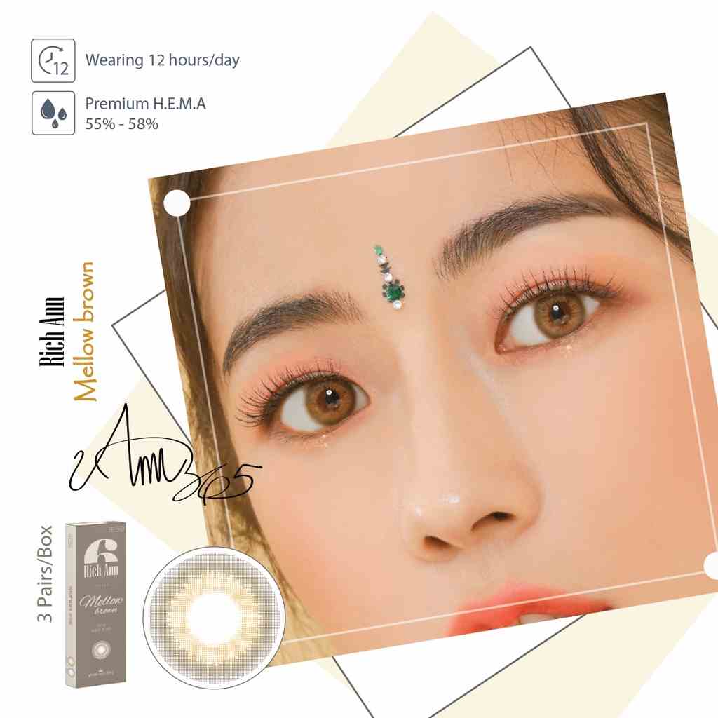 [𝟭 𝗛𝗢̣̂𝗣] Kính Áp Tròng ANN365 Lens 1 Ngày Đủ Độ Cận Màu Nâu Hồng Trà Mellow Brown, Lens Nội Địa Hàn