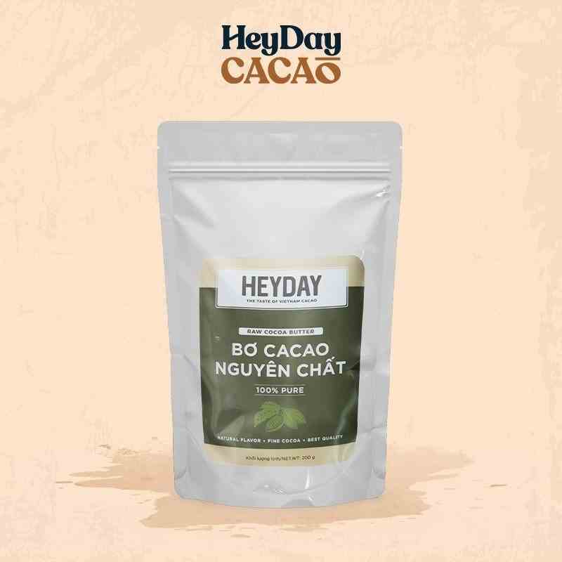 Bơ cacao nguyên chất Heyday - Raw cocoa butter - Túi 200g - Sử dụng làm bánh, mỹ phẩm hoặc chocolate