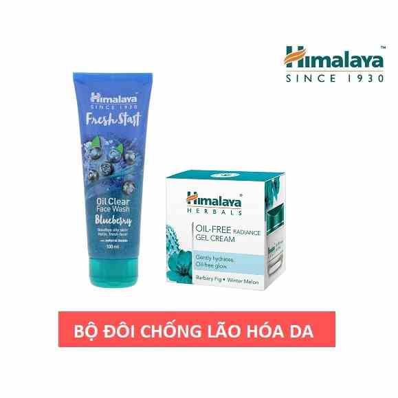 Bộ dưỡng ẩm chống lão hóa Himalaya Blueberry Face Wash 100ml + Oil free gel cream 50ml