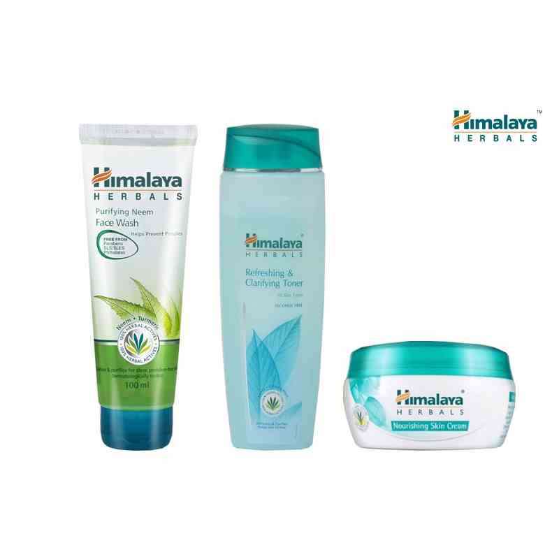 Combo làm sạch và dưỡng da cơ bản Himalaya Neem Face Wash 100ml + Toner 100ml + Cream 50ml