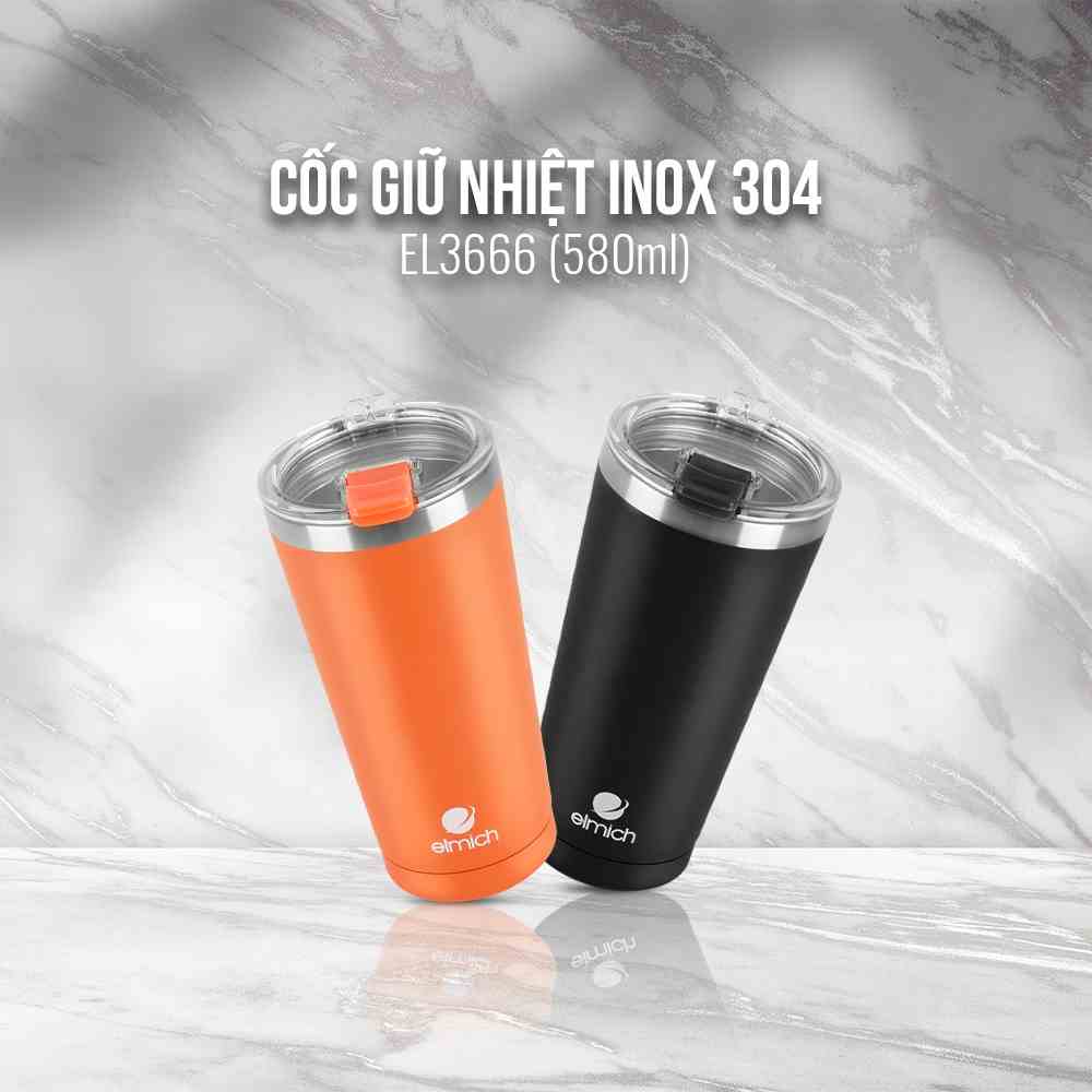 [LIFEMCMBP4 -12% đơn 250K] Cốc giữ nhiệt Elmich inox 304 580ml EL3666 ( Nhiều màu )