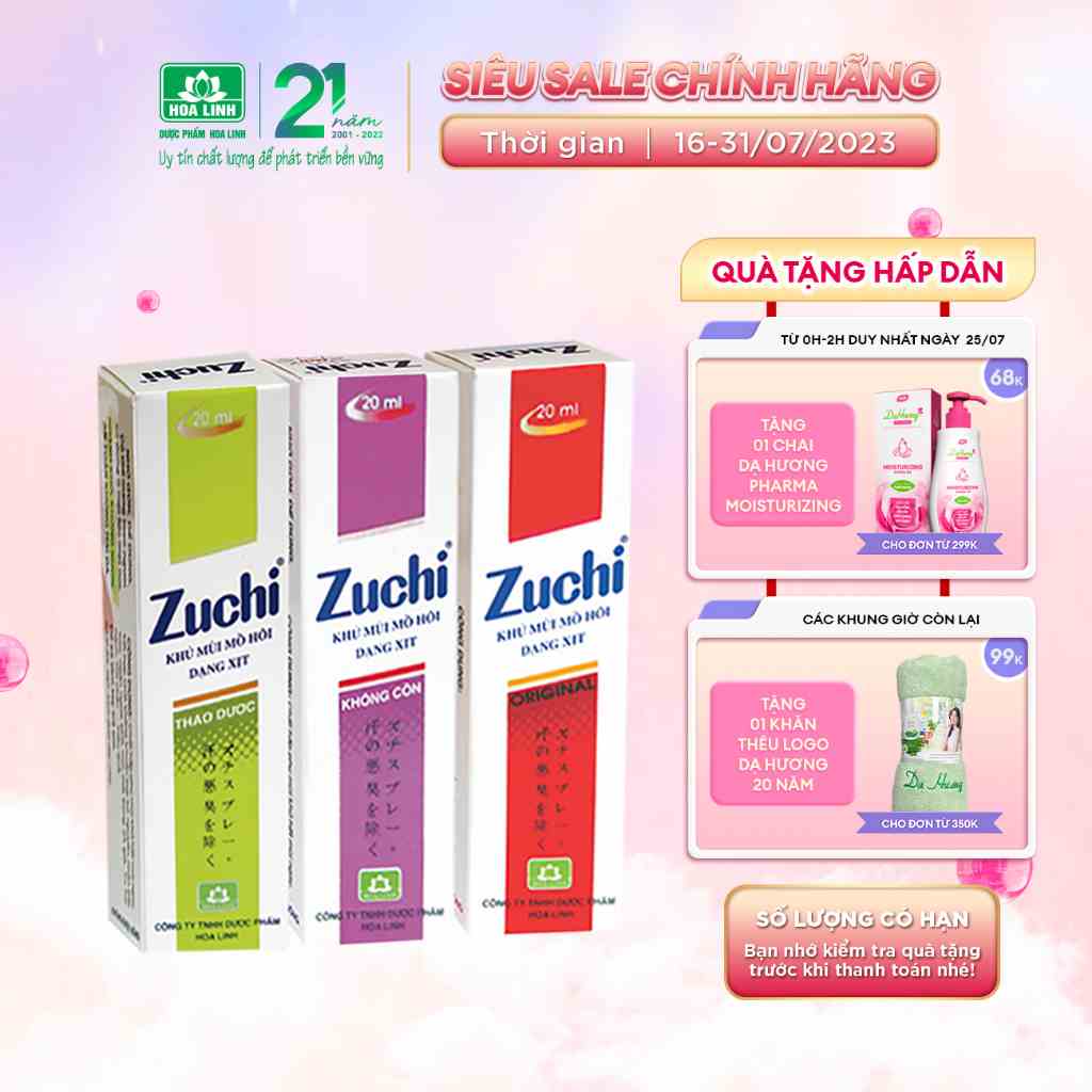 Xịt khử mùi mồ hôi Zuchi 20ml (Màu ngẫu nhiên)