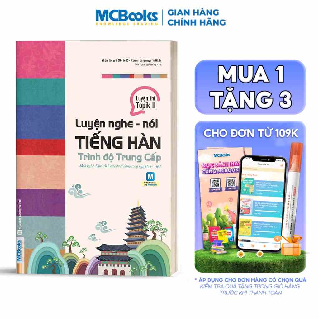 Sách - Luyện Nghe - Nói Tiếng Hàn Trung Cấp _ Đại Học Sunmoon Hàn Quốc Luyện Thi Topik