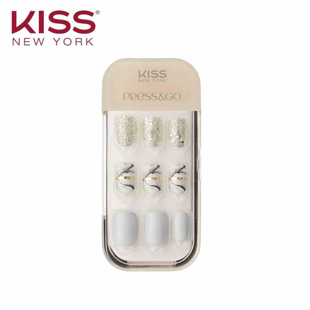 Bộ 30 Móng Tay Gel Tự Dán Press & Go Kiss New York Nail Box - Marbling (KPNS28K)