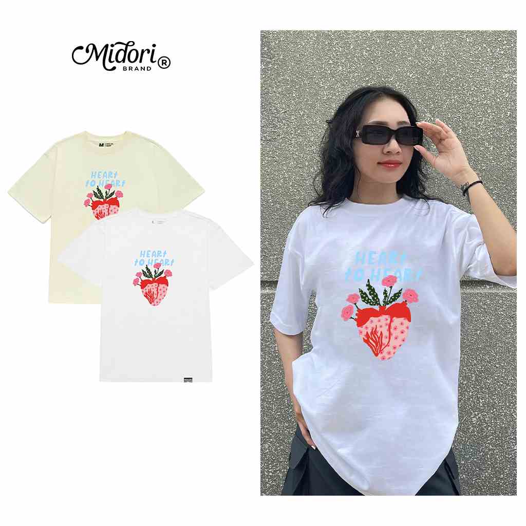 Áo thun Nam Nữ Form Rộng Tay Lỡ Phông Unisex HEART TO HEART cao cấp local brand mi midori