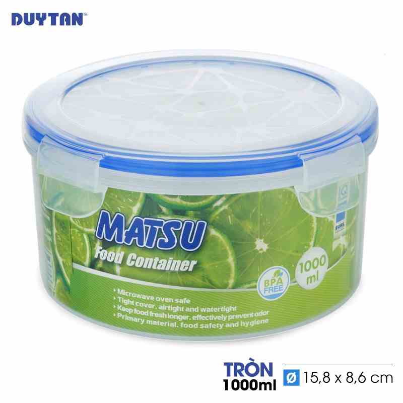 [Mã BMLTA35 giảm đến 35K đơn 99K] Hộp đựng thực phẩm tròn nhựa DUY TÂN Matsu 1000ml (15.8 x 15.8 x 8.6 cm) - 03437