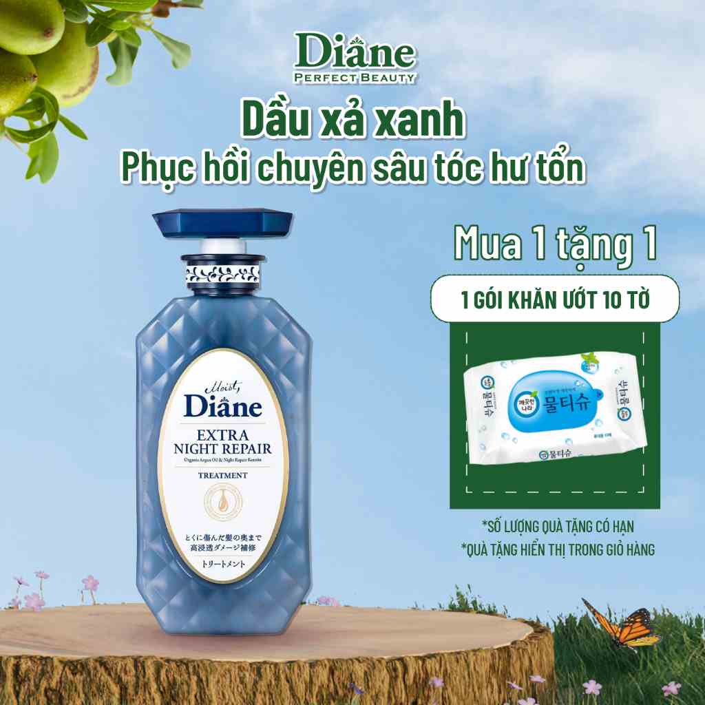 [Mã BMLTB35 giảm đến 35K đơn 99K] Dầu xả phục hồi chuyên sâu tóc hư tổn Moist Diane Extra Night Repair 450mlx2