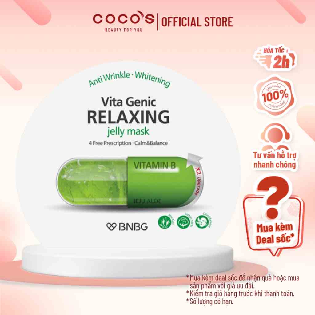 Mặt nạ dưỡng da Thư Giản Và Phục Hồi Da BNBG Vita Genic Relaxing Jelly Mask(Vitamin B) 30ml [BNBG X-LÁ]