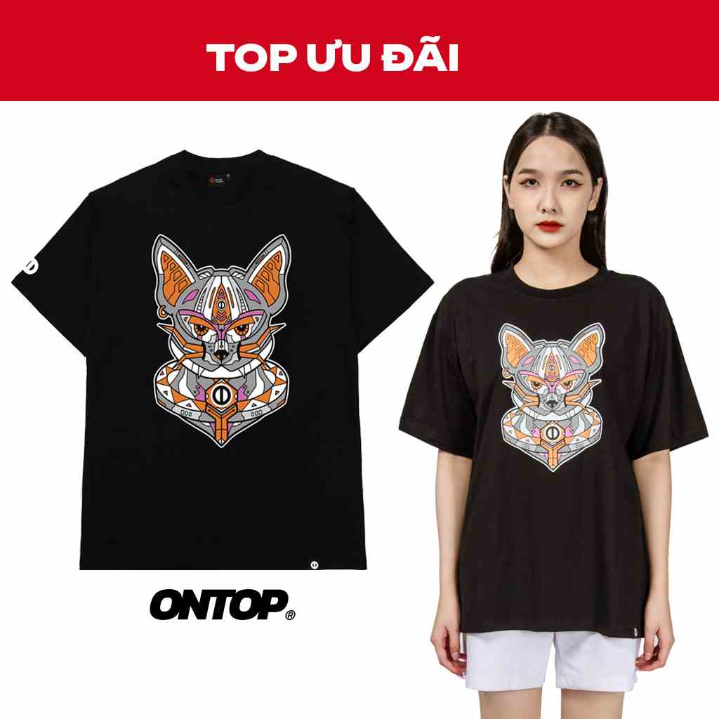 Áo thun tay lỡ form rộng nam nữ màu đen local brand ONTOP - illusion Matop O14-T3